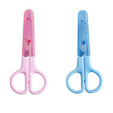 Huitich mini student safety scissors in pink and blue with protective covers for children